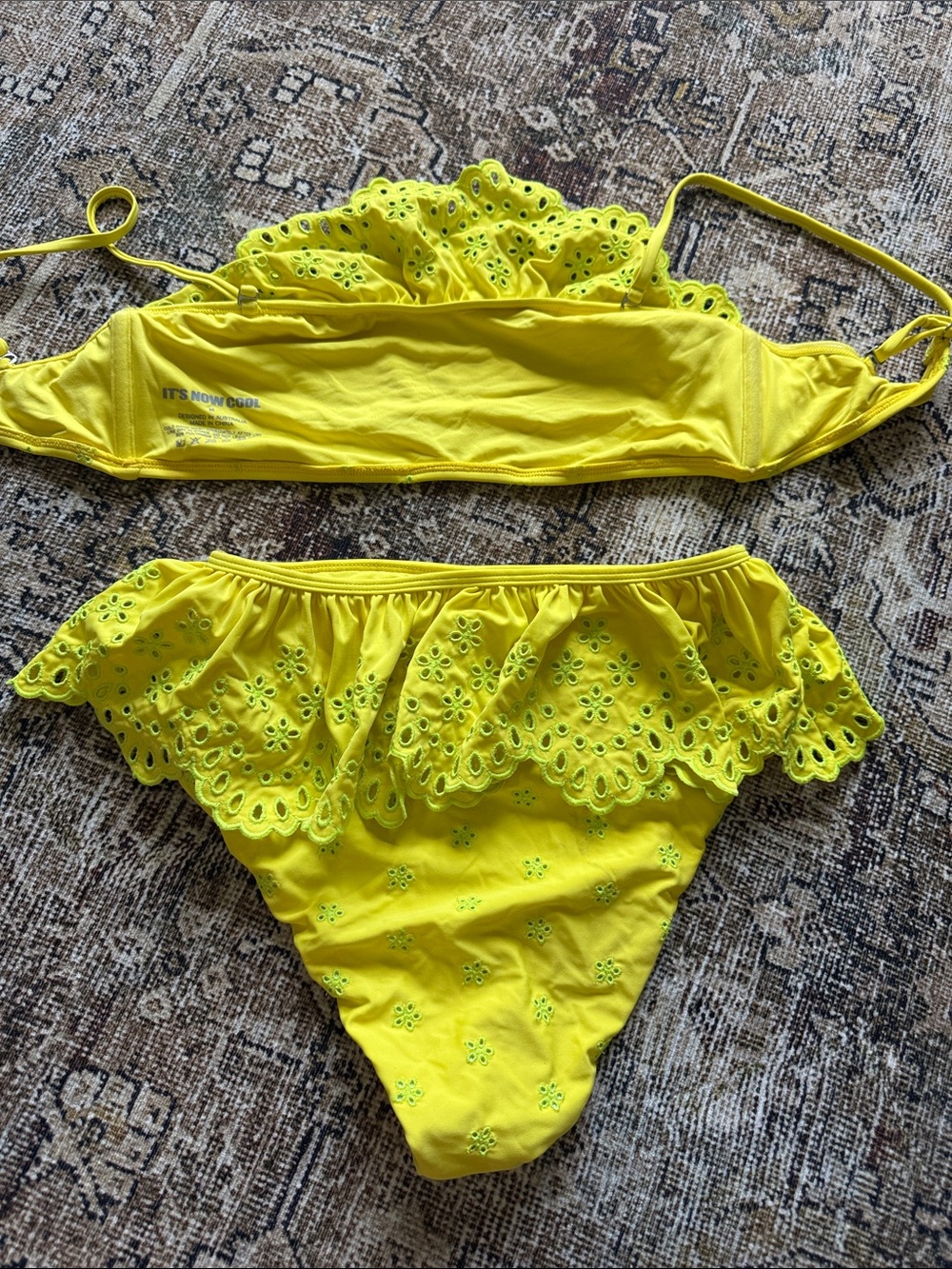 Yellow Eyelet Ruffle Two-Piece Bikini Set - Picture 3 of 3